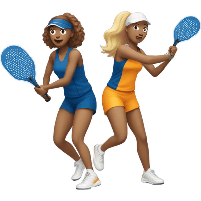 2 white women playing pickleball  emoji