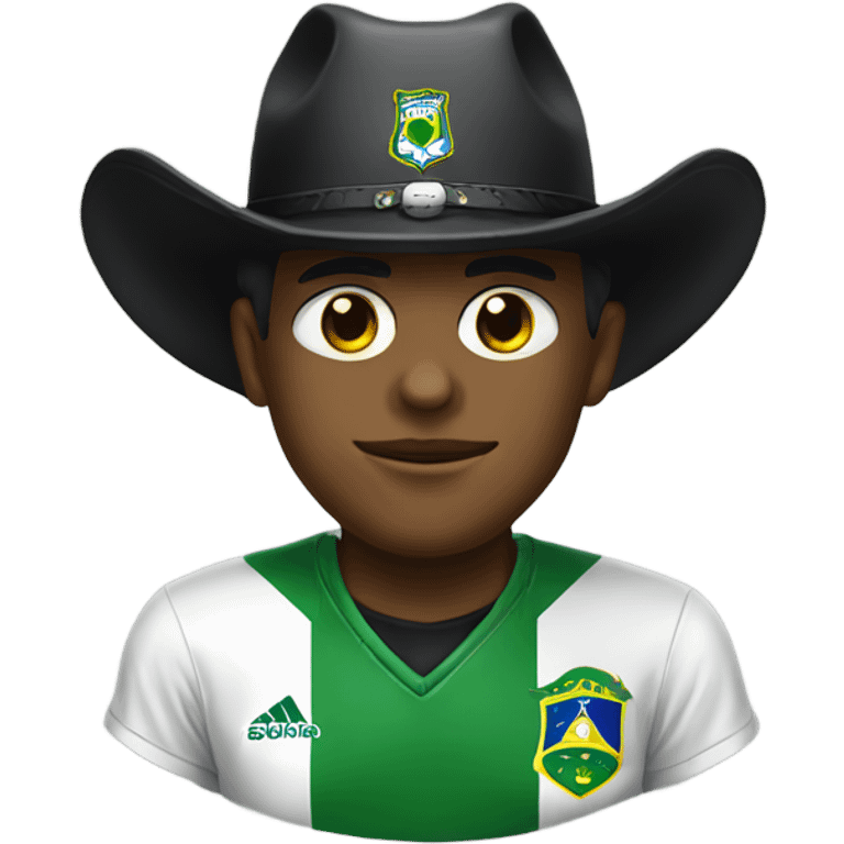 goth person wearing cowboy hat and brazil soccer jersey  emoji