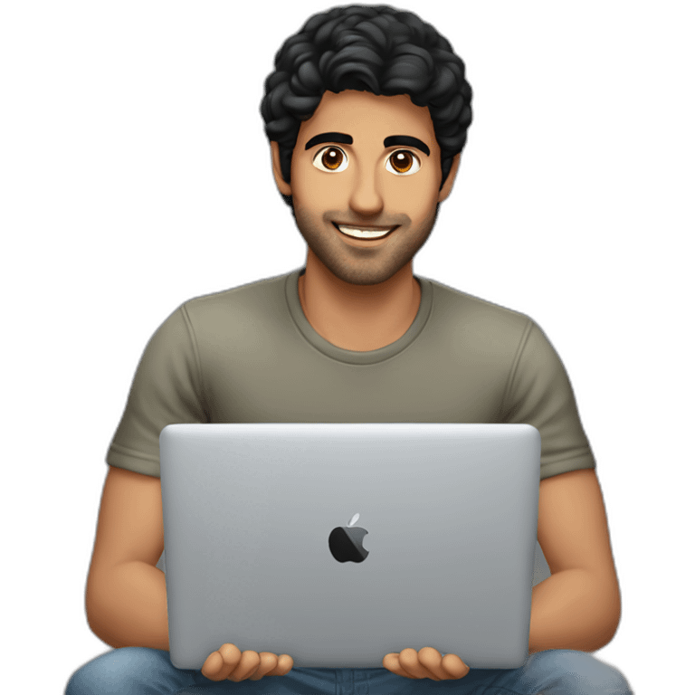 20yo-middle eastern man-black-hair-with-a-macbook emoji