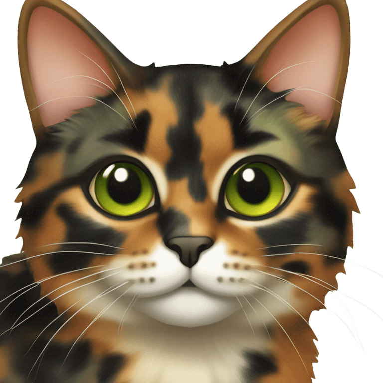 Tortoiseshell cat with green eyes emoji