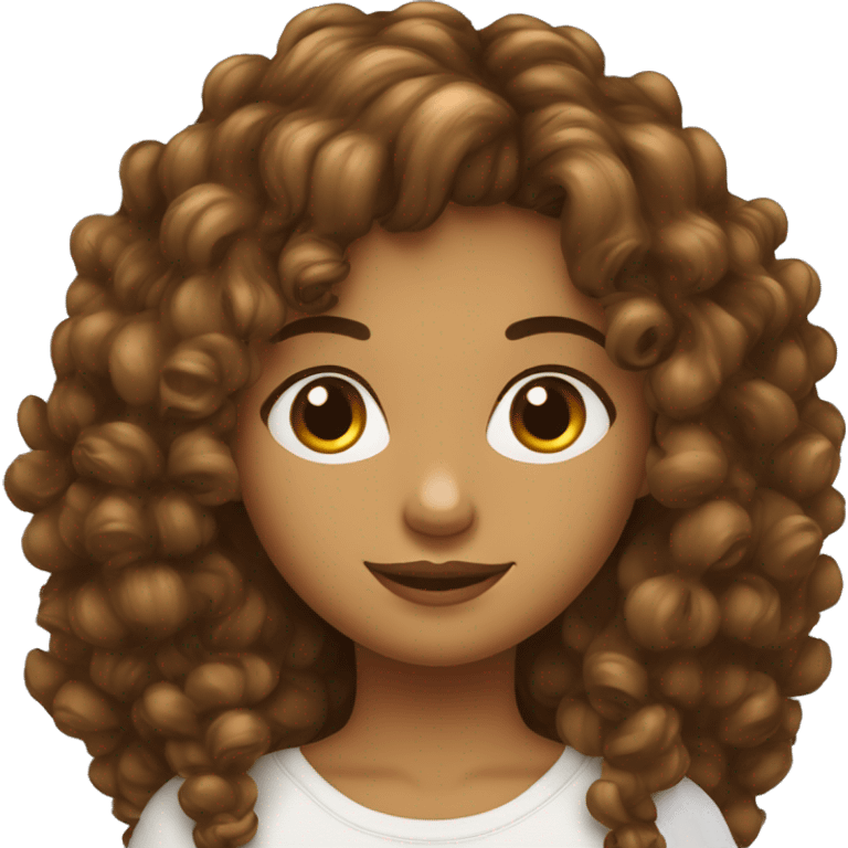 Fille métisse au long cheveux bouclés brun  emoji