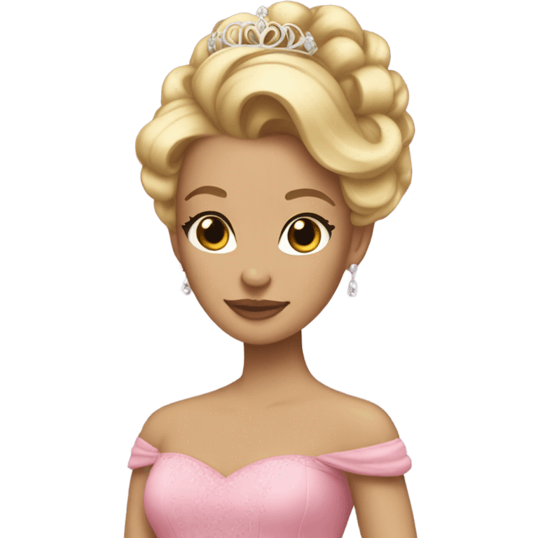 Princess with pink ballgown and light skin and big blonde hair updo pretty detailed realistic  emoji