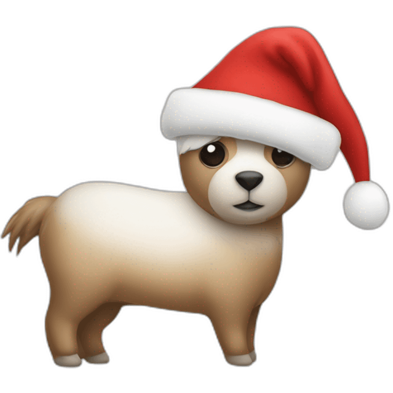 Alpaga qui à un bonnet de Noël emoji