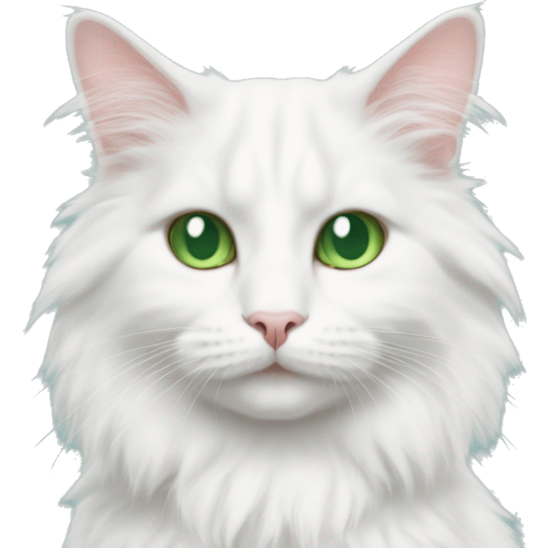 fluffy cat Turkish Angora with green and blue eyes  emoji