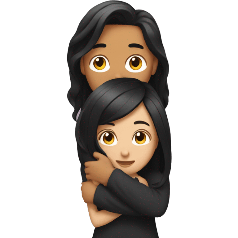 Man with long hair hugging woman with black hair  emoji