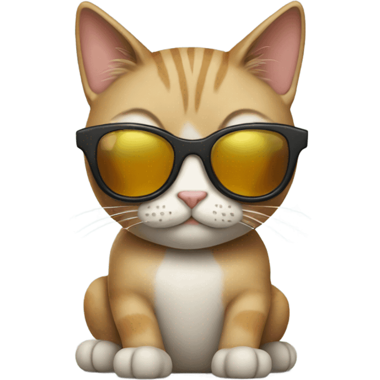 Cat with sunglasses showing a peace sign emoji