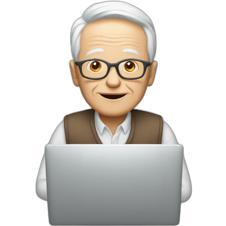 elderly with a computer emoji