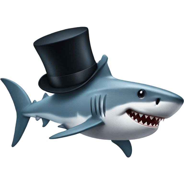 Shark with a top hat emoji