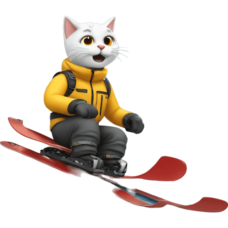 cat skiing on ice emoji