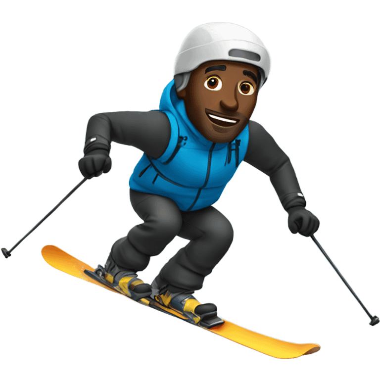 black man skiing emoji