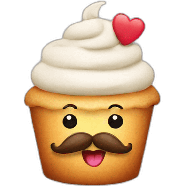 Cute smiling cupcake with moustaches  emoji