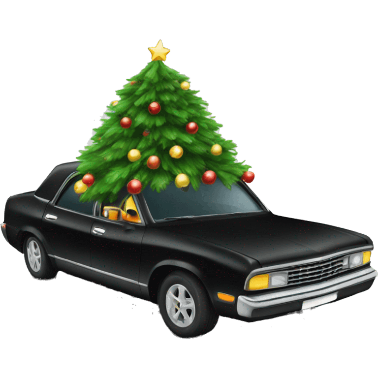 Christmas black car with Christmas tree emoji