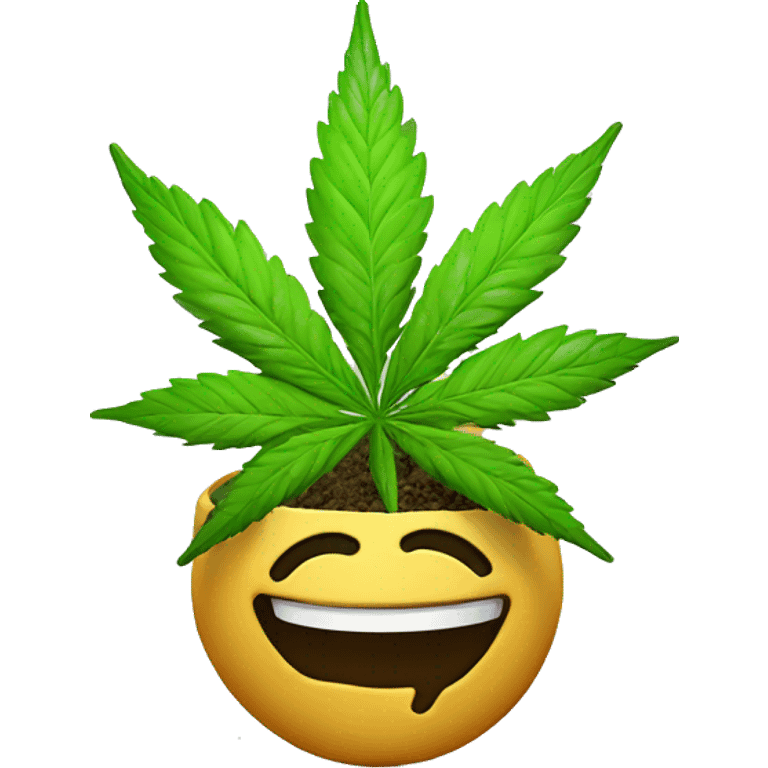 Cannabis plant smiling emoji