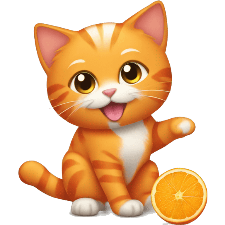 Orange cat doing orange cat activities emoji