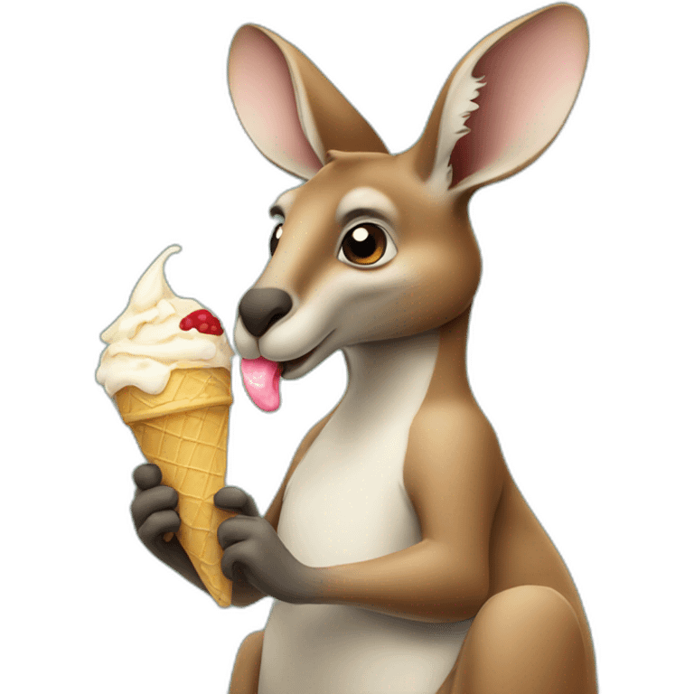 Kangaroo eating ice cream emoji