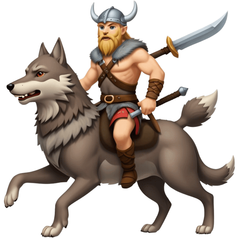 Viking Warrior Riding A Wolf  emoji