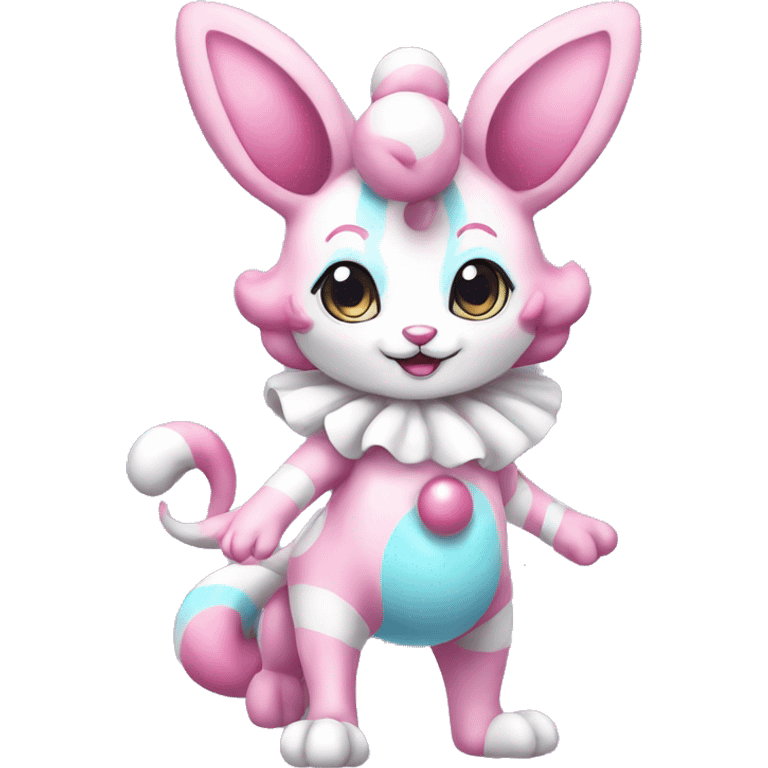 Kawaii Pastel Clown Sylveon Full Body emoji