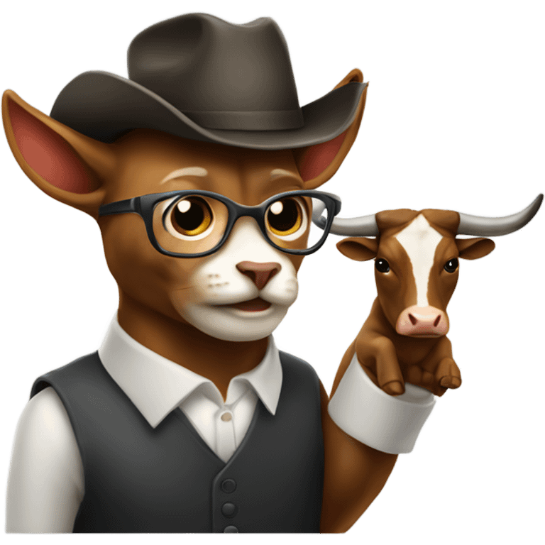 cat professor teaching a longhorn bull emoji