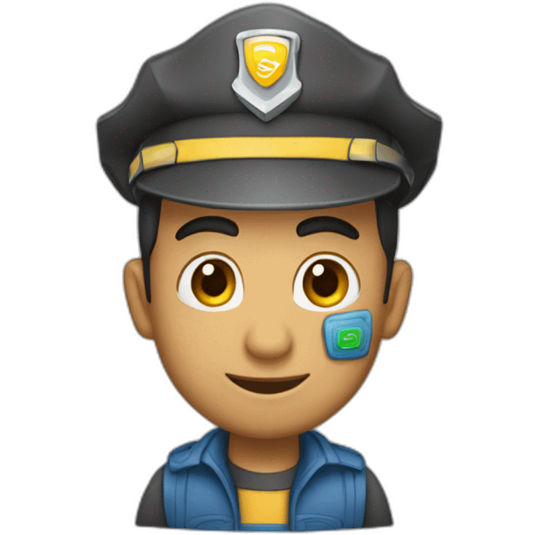 Chico arriba de un poste trabajando emoji