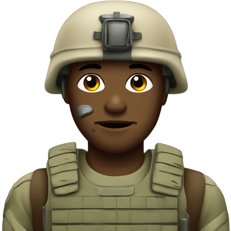 Military soldier with a dented helmet emoji