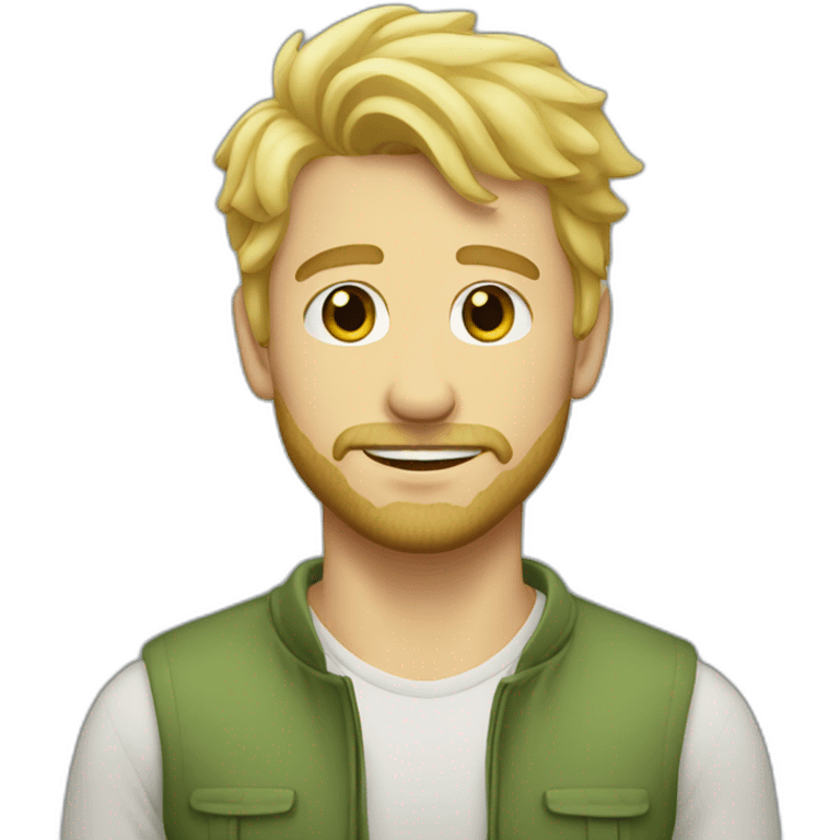 blonde guy green wyes, blonde short beard emoji