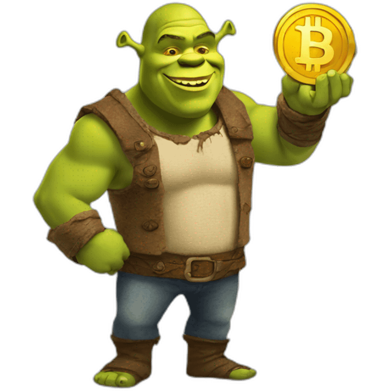 shrek holding bitcoin emoji