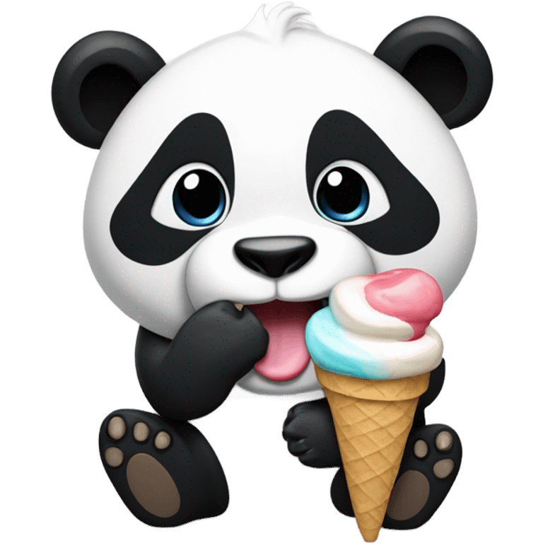 Panda eating ice cream emoji