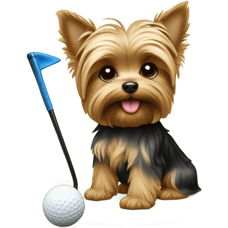 Yorkie puppie playing golf emoji