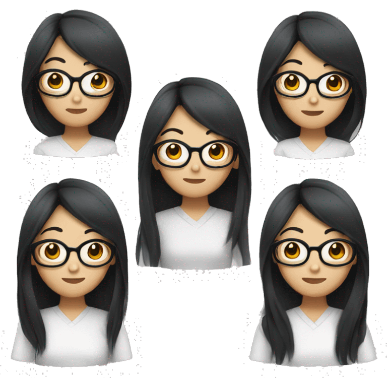 asian girl with long black hair and glasses emoji