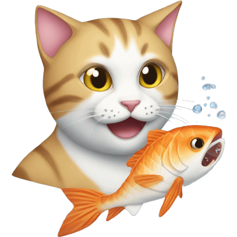 Cat eat fish emoji