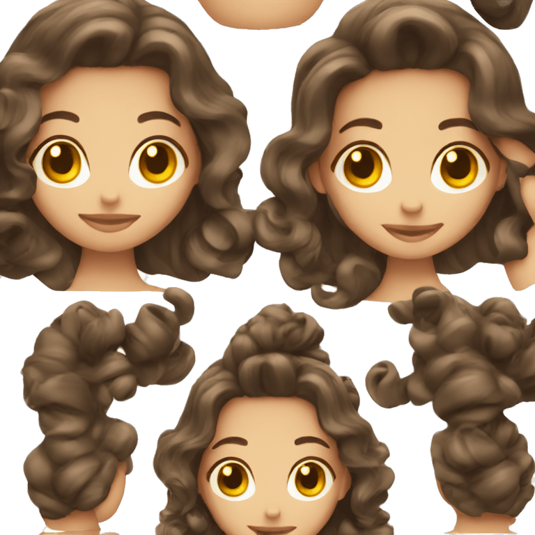 brunette girl curling her hair emoji