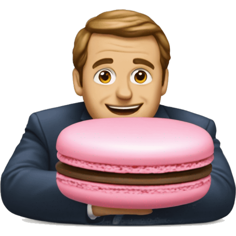 Macron mangeant un macaron emoji