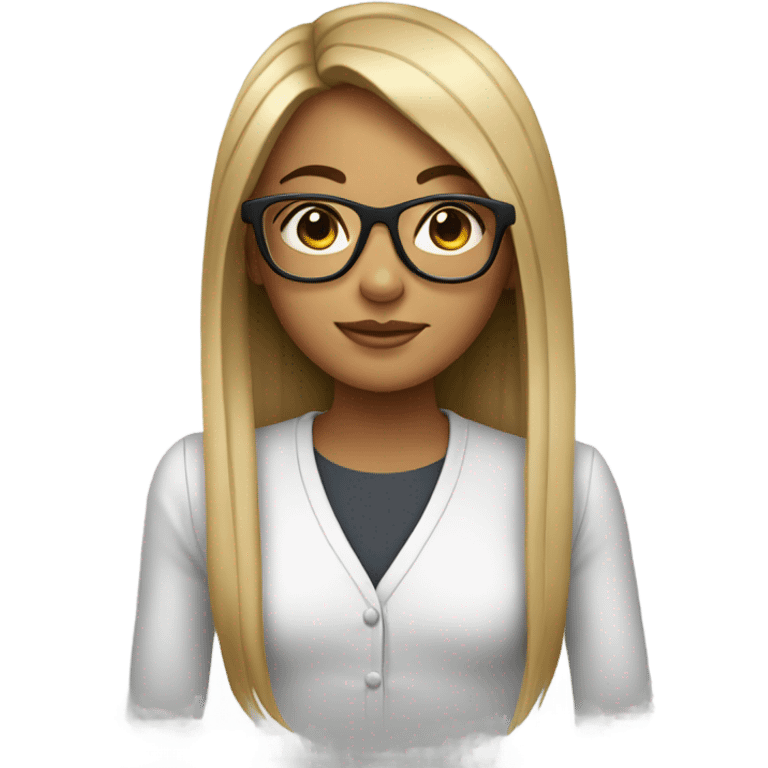 Girl with straighter hair with glasses emoji