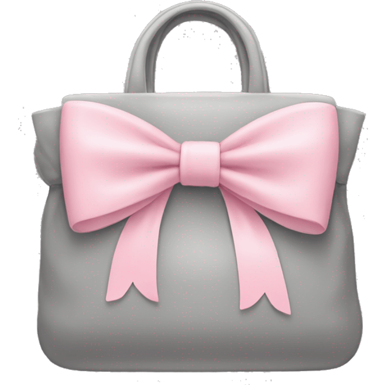 Grey bag with pastel pink bow emoji