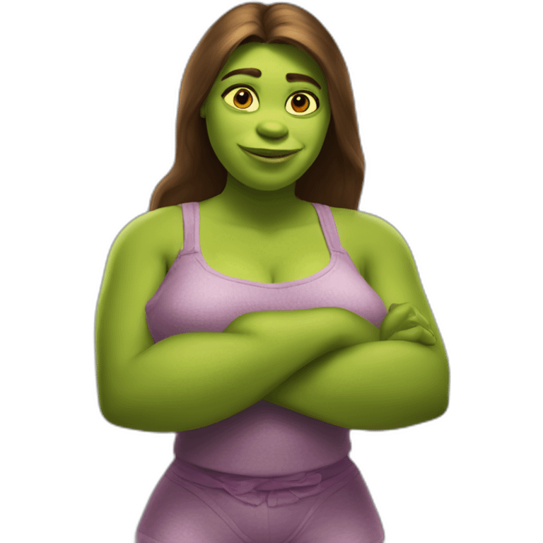 Female shrek underwear model crossed arms emoji