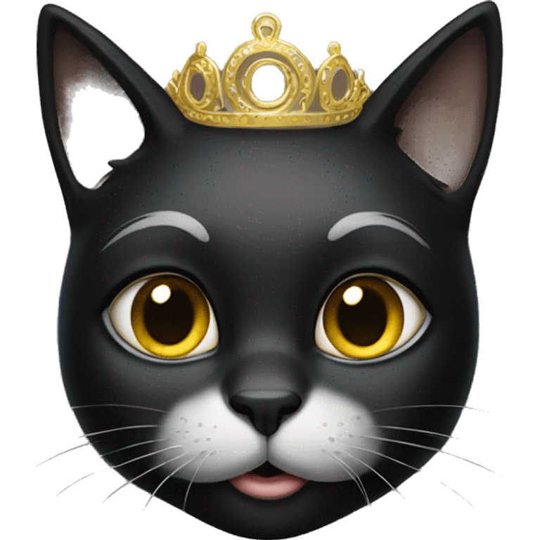 Black cat wearing golden tiara mask emoji