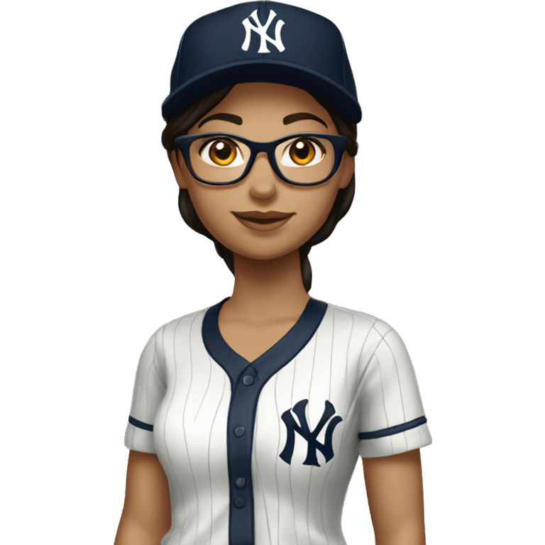 Brunette women with glasses New York Yankees cap emoji