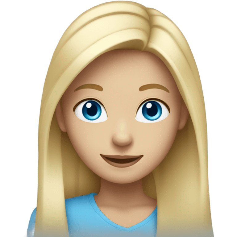 smiling blonde girl with blue eyes portrait emoji