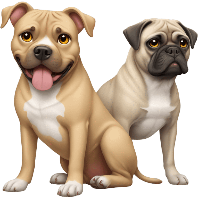 Grey Pitbull and tan pug emoji