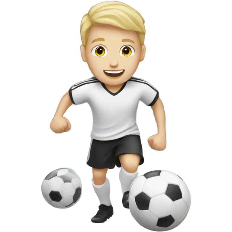 white kid playing soccer  emoji