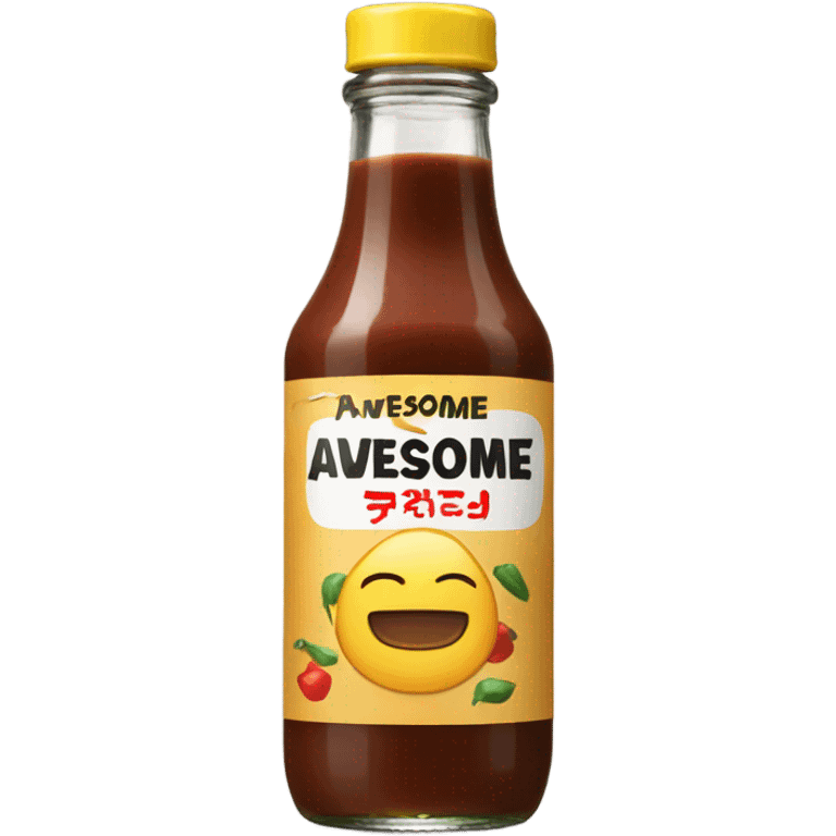 single sauce bottle that says awesome emoji