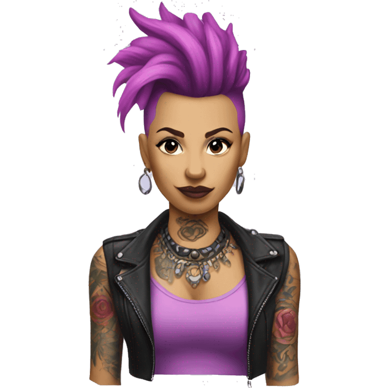 Lady Mohawk pink purple tatto  emoji