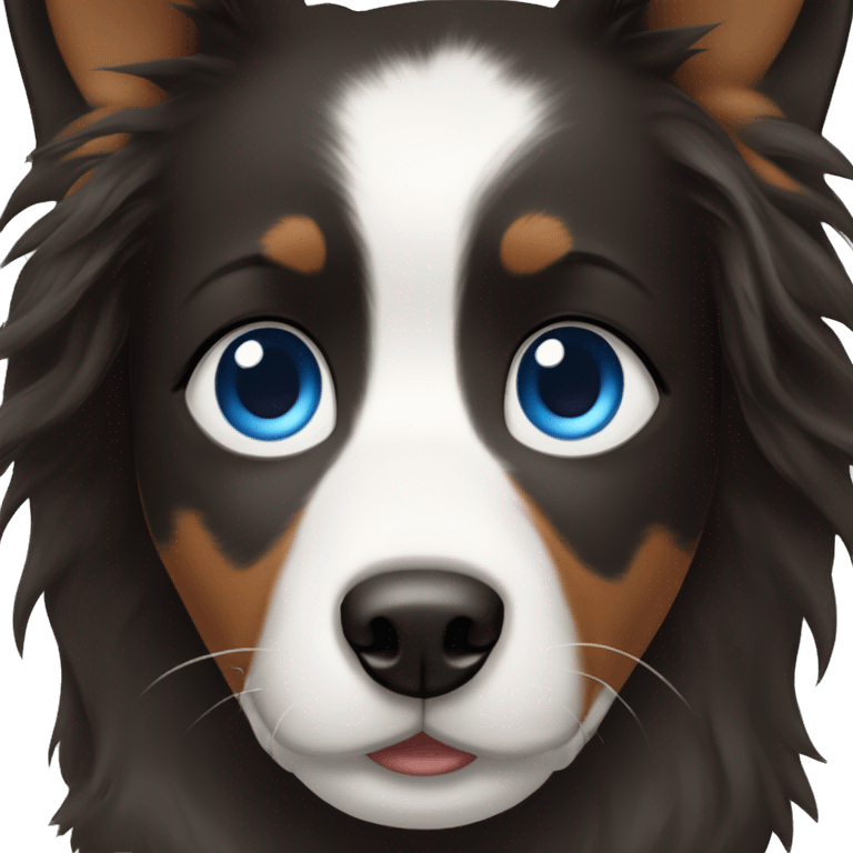 Brunette Girl with blue eyes and Bordercollie emoji