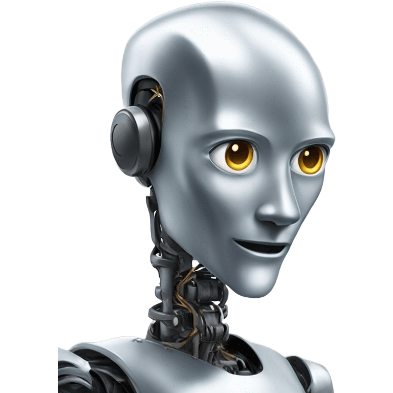 Robot talking to a human emoji