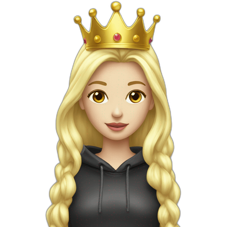 blond princess white with crown hoodie iridescent liquid emoji