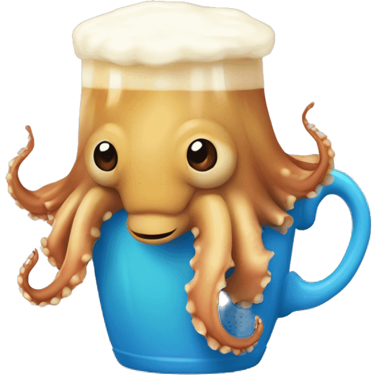 cuttlefish kawaii style with a mug of beer 🍻 emoji