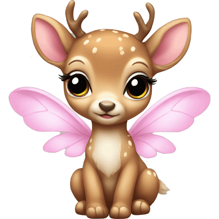 baby deer with fairy wings and a pink bow around its neck  emoji