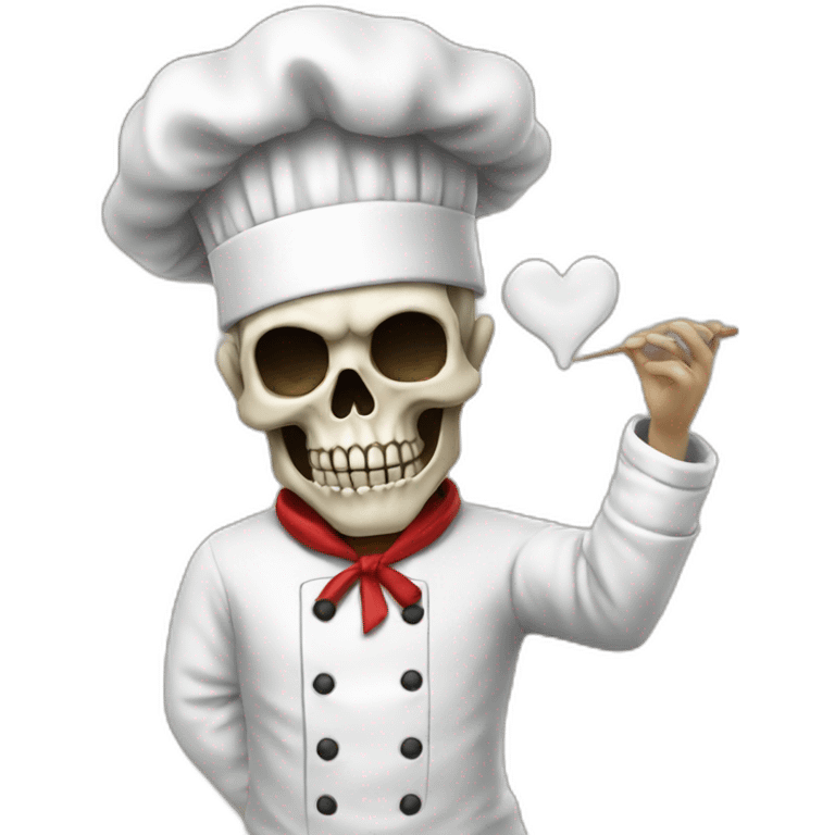 skull chef blowing a kiss heart emoji