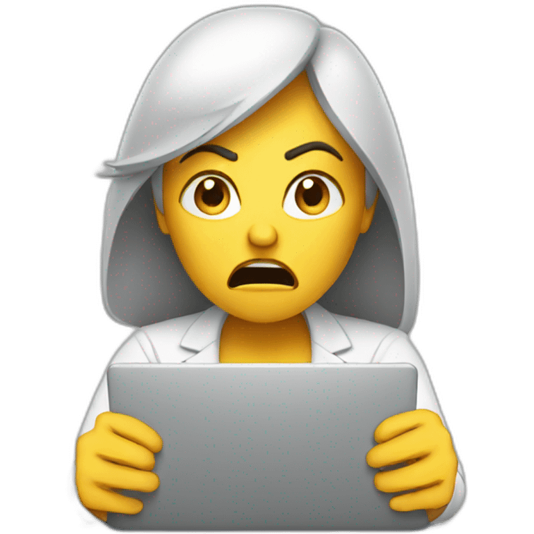 Angry woman sending an email emoji