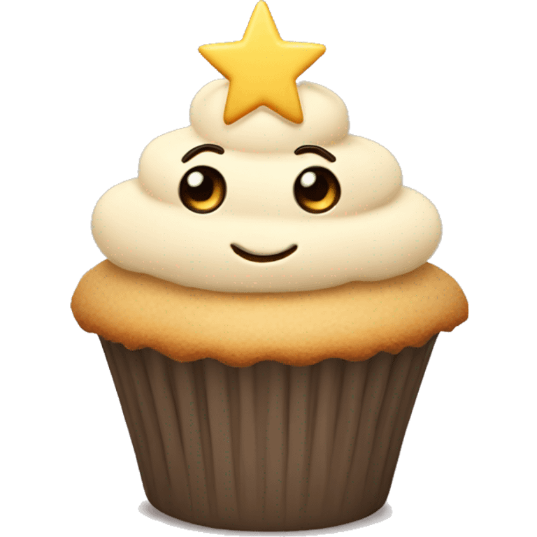 Beige star cupcake  emoji